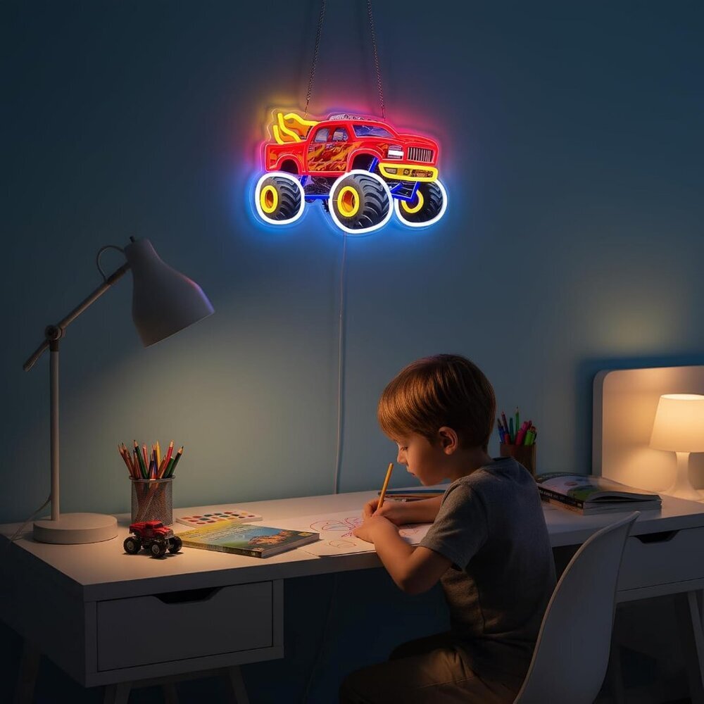 Red Monster Truck Neon Wall Decor - Picture 7 of 8